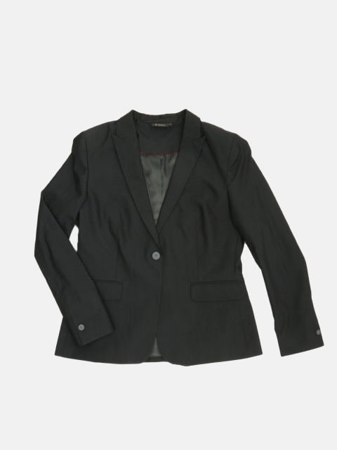 

Van Heusen Woman Charcoal Solid Notched Lapel Single-Breasted Formal Blazer