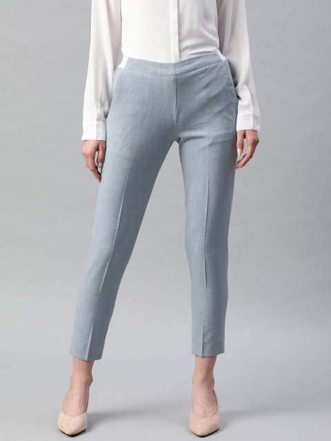 

Van Heusen Woman Blue Regular Fit Solid Regular Cropped Trousers