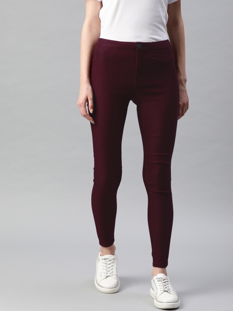 

Van Heusen Woman Burgundy Regular Fit Solid Jeggings, Maroon