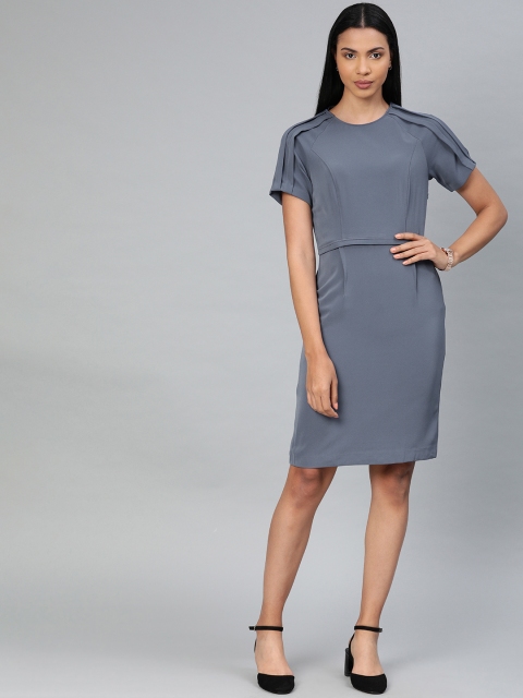 

Van Heusen Woman Blue Solid Sheath Dress
