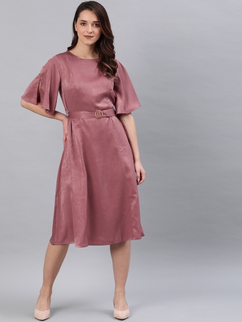 

Van Heusen Woman Pink Solid Fit and Flare Dress
