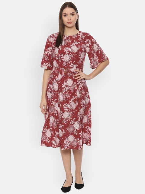 

Van Heusen Woman Red & White Printed Fit and Flare Dress