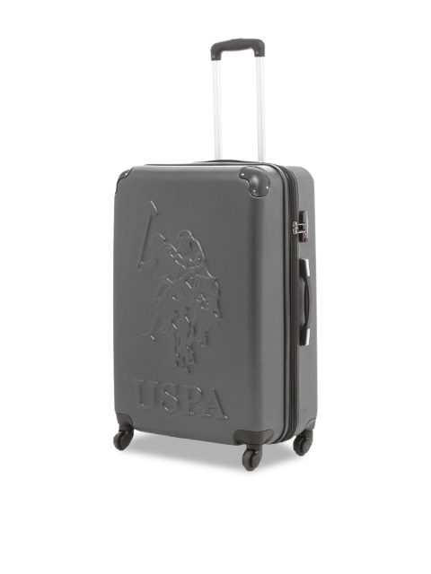 

U.S. Polo Assn. Grey Textured Hard Expandable 360-Degree Rotation Cabin Trolley Suitcase