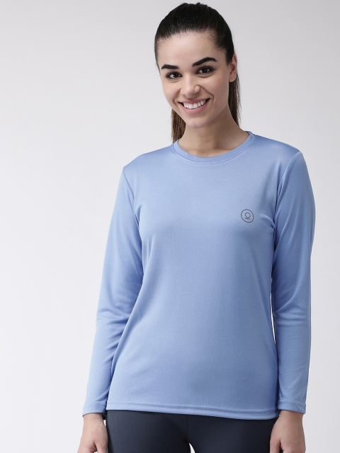 

Chkokko Women Blue Solid Round Neck Training T-shirt