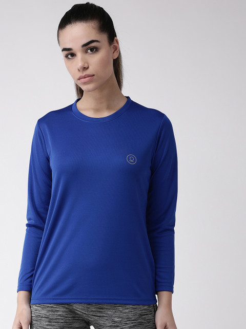 

Chkokko Women Blue Solid Round Neck T-shirt