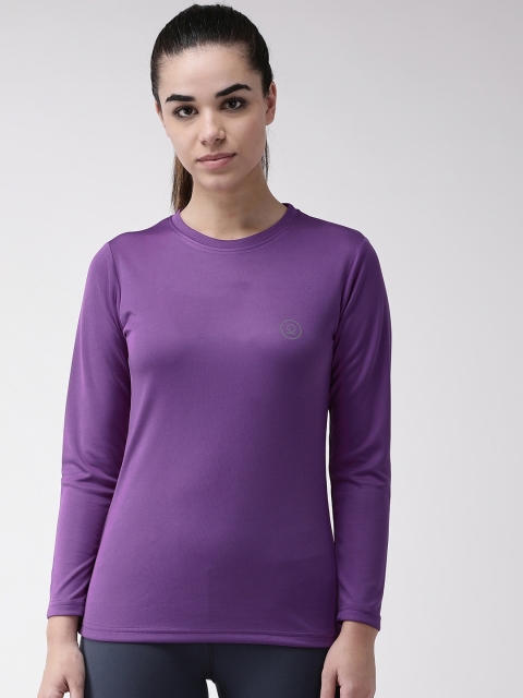 

Chkokko Women Purple Solid Round Neck Training T-shirt