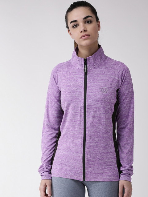 

Chkokko Women Purple Self Design Running Jacket