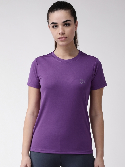 

Chkokko Women Purple Solid Round Neck Training T-shirt