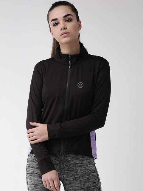 

Chkokko Women Black & Purple Colourblocked Running Jacket