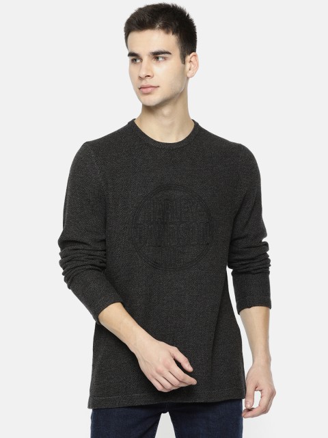 

Harley-Davidson Men Charcoal Grey Self Design Pullover