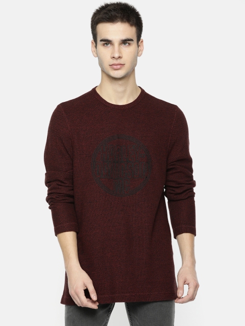 

Harley-Davidson Men Maroon Self Design Pullover