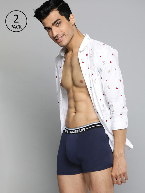 

Mast & Harbour Men Pack of 2 Navy Blue Solid Trunks MNH-TRN-PK2-001A