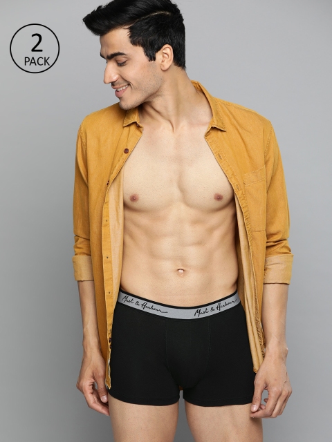 

Mast & Harbour Men Pack of 2 Black Solid Trunks MNH-TRN-PK2-002A