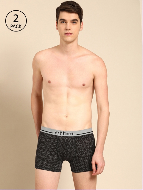 

ether Men Pack of 2 Black Printed Trunks ETHR-TRN-PK2-020A