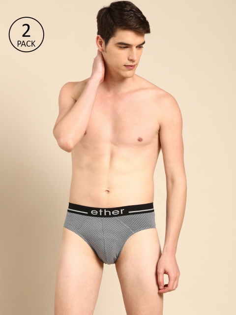 

ether Men Pack of 2 Charcoal Grey Printed Briefs ETHR-BRF-PK2-020A