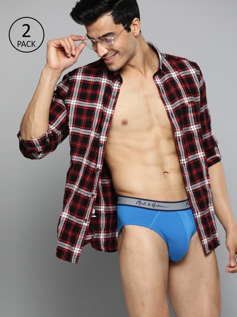 

Mast & Harbour Men Pack of 2 Blue Solid Briefs MNH-BRF-PK2-023A