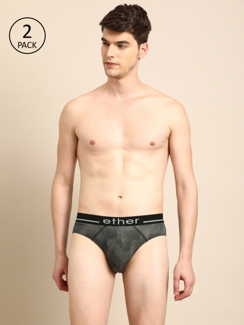 

ether Men Pack of 2 Charcoal Grey Printed Basic Briefs ETHR-BRF-PK2-017A