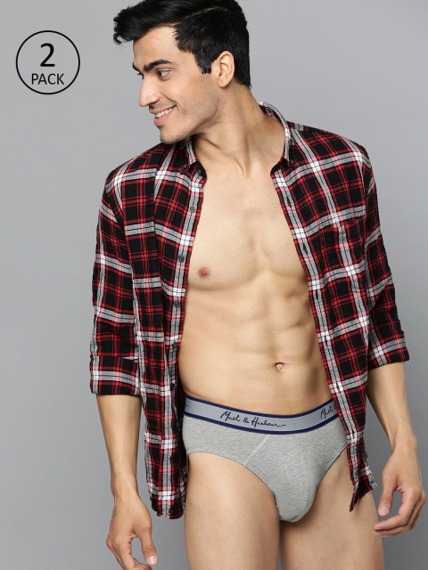 

Mast & Harbour Men Pack of 2 Grey Melange Solid Briefs MNH-BRF-PK2-020A