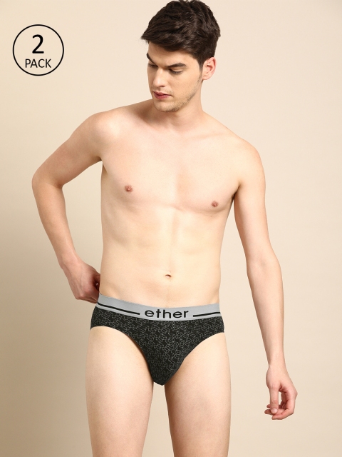 

ether Men Pack of 2 Black & White Printed Briefs ETHR-BRF-PK2-019A