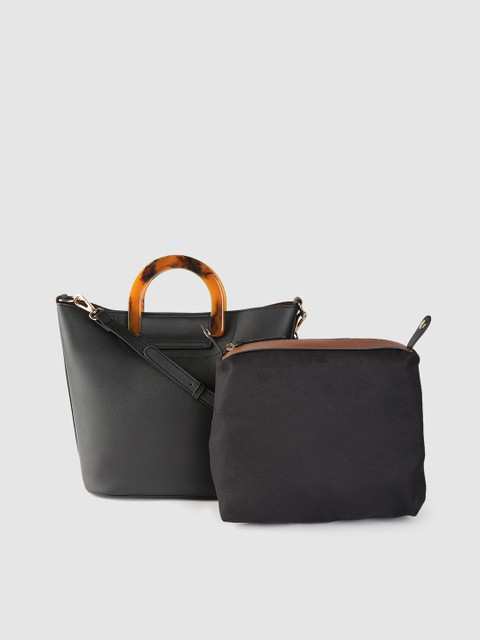 

Accessorize Black Solid Handheld Bag with Pouch