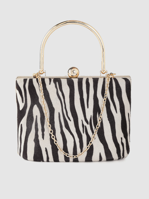 

Accessorize Beige & Black Zebra Print Box Clutch