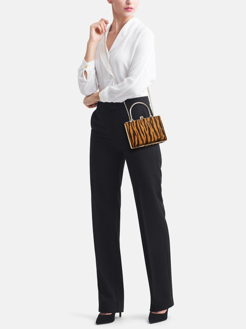 

Accessorize Brown & Black Zebra Print Box Clutch