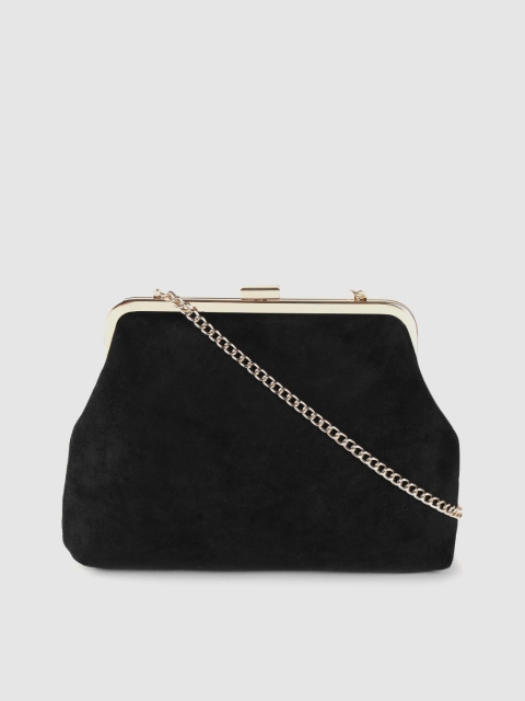

Accessorize Black Solid Velvet Finish Purse Clutch