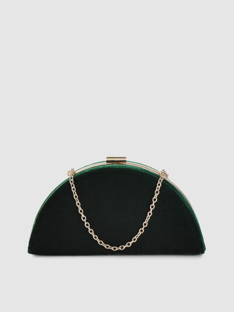 

Accessorize Green Velvet Half Moon Clutch