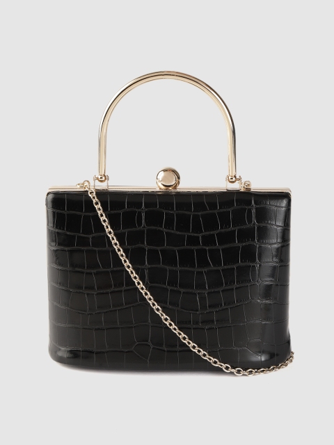 

Accessorize Black Croc Textured Box Clutch