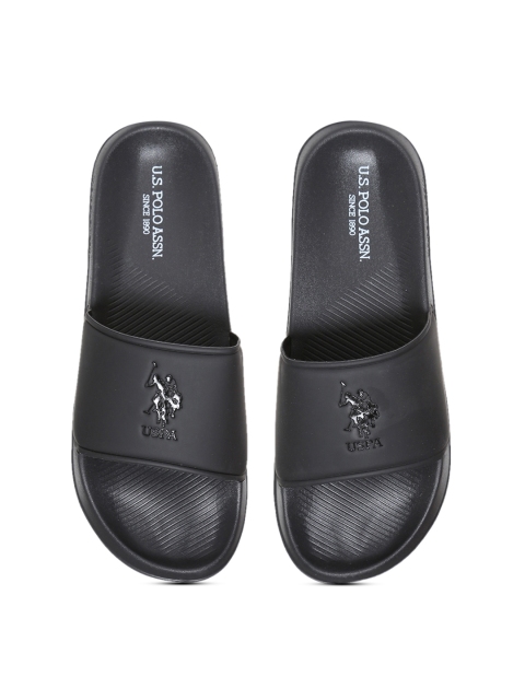 

U.S. Polo Assn. Men Black Solid Sliders