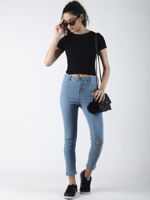 

Blue Saint Women Blue Slim Fit Mid-Rise Slash Knee Jeans