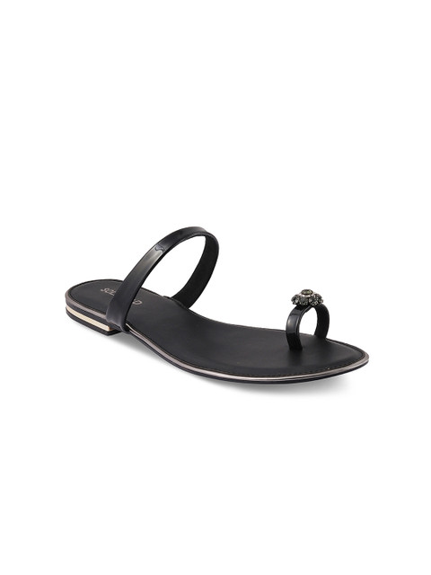 

SOLE HEAD Women Black Textured One Toe Flats