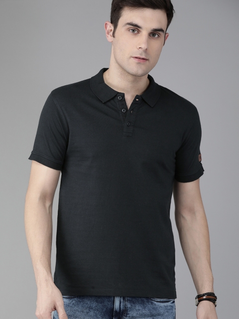 

Roadster Men Navy Blue Solid Polo Collar T-shirt