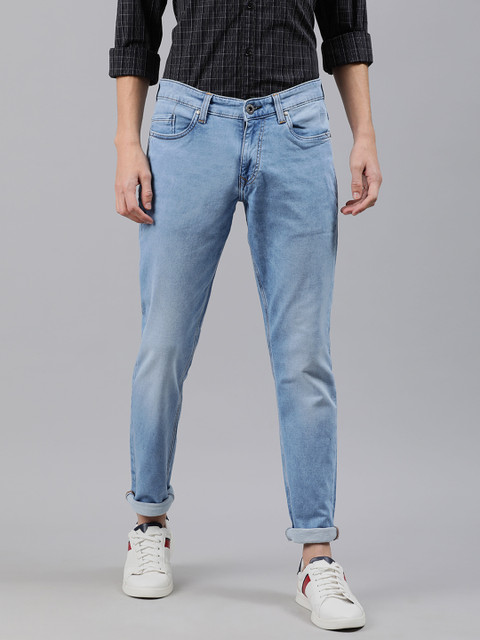 

Louis Philippe Jeans Men Blue Comfy Tapered Fit Low-Rise Clean Look Stretchable Jeans