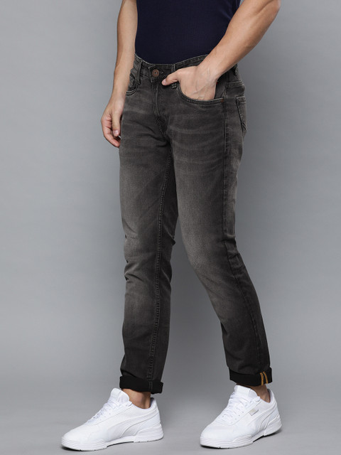 

Louis Philippe Jeans Men Charcoal Grey Comfy Tapered Fit Low-Rise Stretchable Jeans