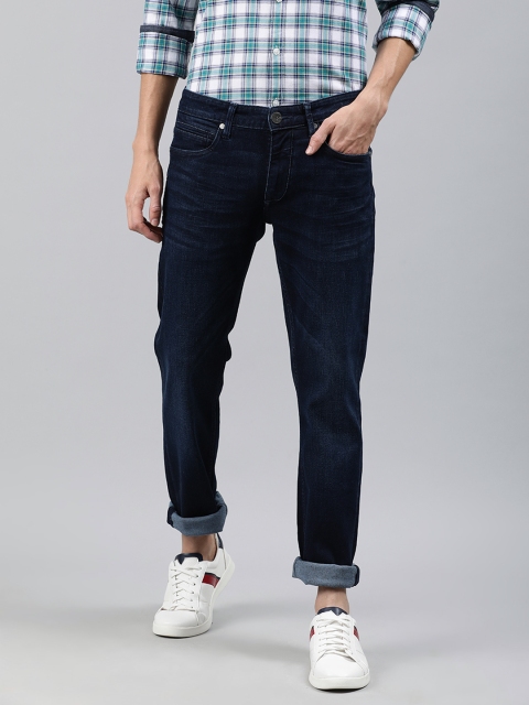 

Louis Philippe Jeans Men Blue Matt Slim Fit Low-Rise Clean Look Stretchable Jeans