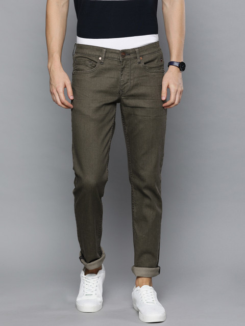 

Louis Philippe Jeans Men Olive Green MATT Slim Fit Low-Rise Clean Look Stretchable Jeans