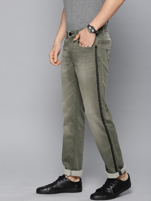 

Louis Philippe Jeans Men Olive Green Matt Slim Fit Low-Rise Clean Look Stretchable Jeans, Grey