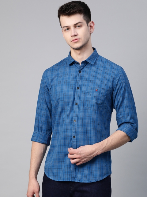 

Louis Philippe Jeans Men Blue Super Slim Fit Checked Shirt