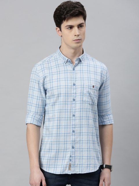 

Louis Philippe Jeans Men Blue & White Slim Fit Checked Casual Shirt