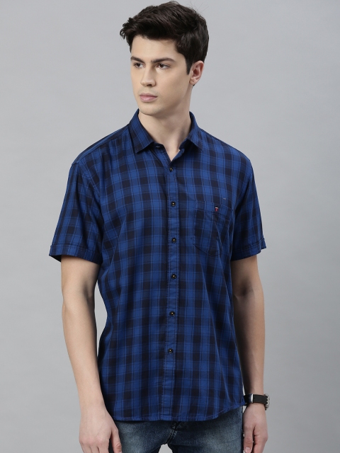 

Louis Philippe Jeans Men Blue Slim Fit Checked Casual Shirt