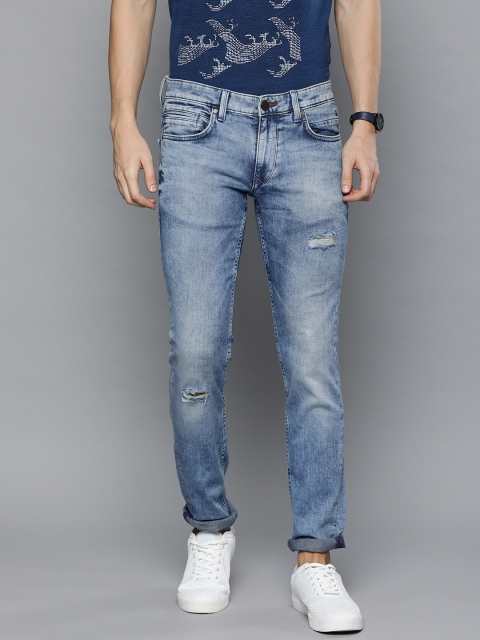 

Louis Philippe Jeans Men Blue Matt Slim Fit Low-Rise Mildly Distressed Stretchable Jeans