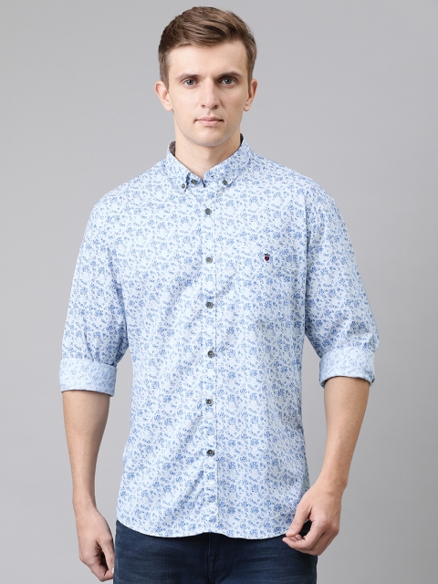 

Louis Philippe Jeans Men White & Blue Slim Fit Floral Printed Casual Shirt