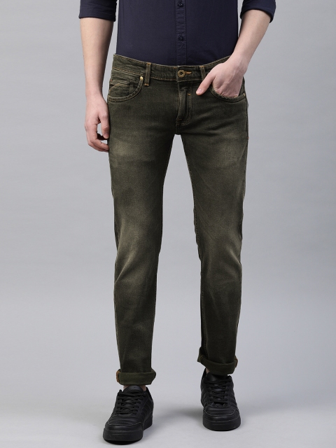 

Louis Philippe Jeans Men Olive Green Matt Slim Fit Low-Rise Clean Look Stretchable Jeans