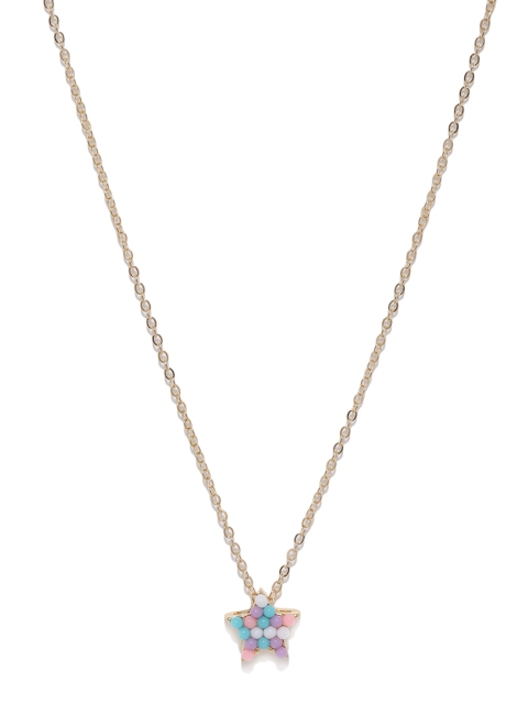 

lil' star Girls Gold-Toned Star Shaped Beaded Pendant with Chain