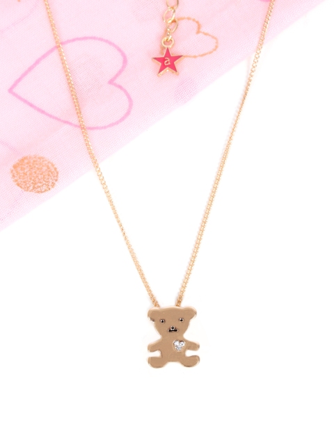 

lil' star Girls Gold-Toned Teddy Bear Shaped Pendant with Chain