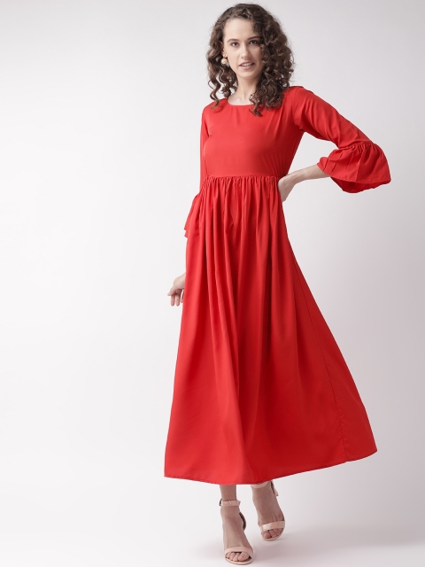 

U&F Women Red Solid Maxi Dress