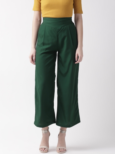 

U&F Women Green Solid Straight Cropped Palazzos