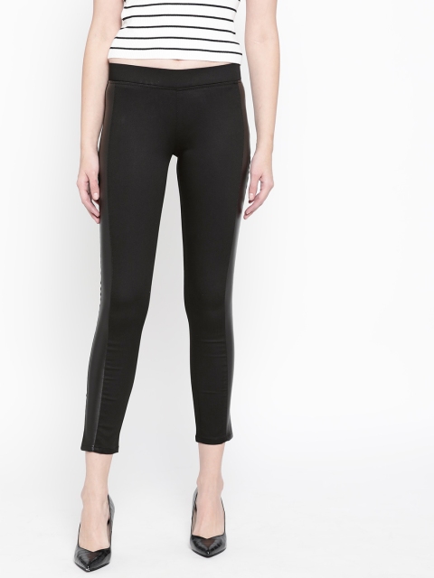 

urSense Women Black Solid Skinny Fit Cropped Treggings
