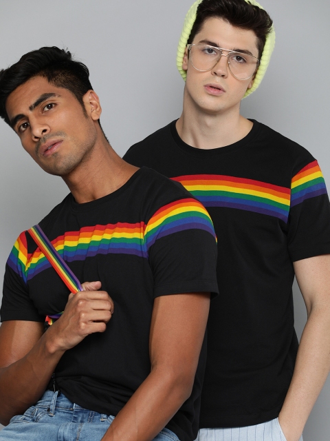 

Kook N Keech Men Black Striped Round Neck Unisex T-shirt